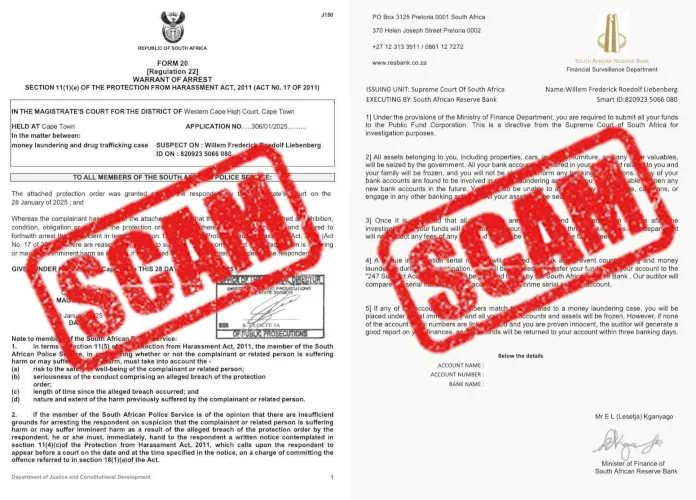 Specimens of the fake letters