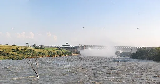 View Of The Vaal Dam with 14 Sluice Gates Opened 2010