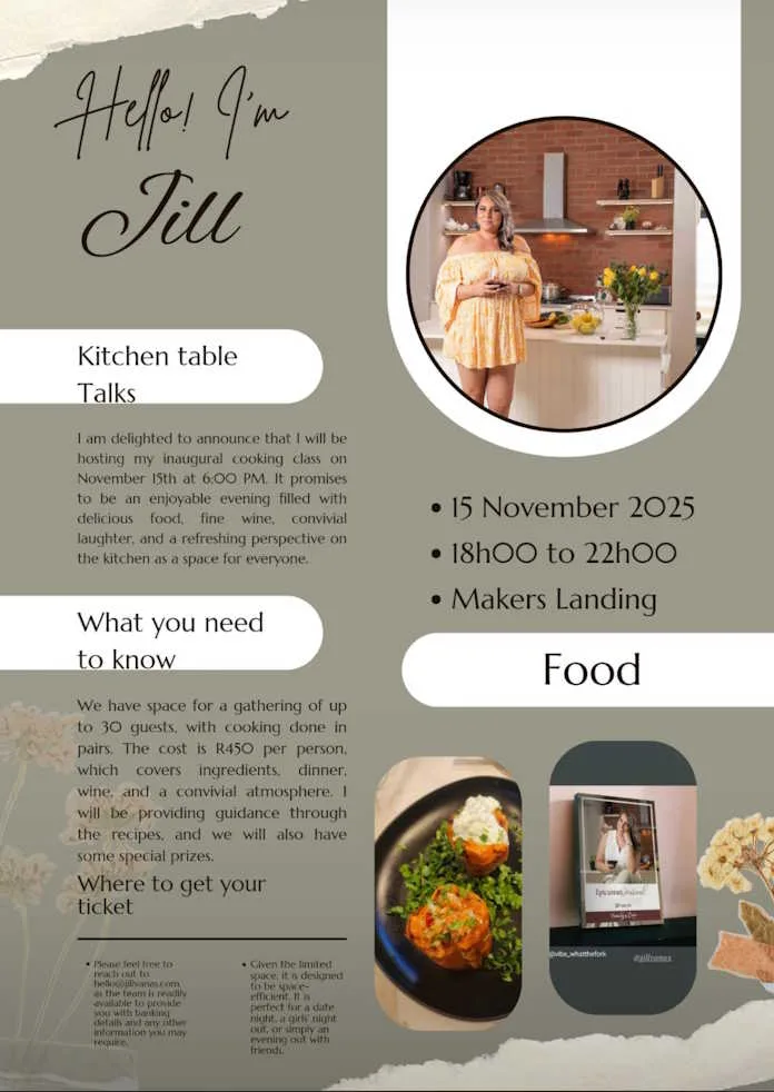 Cape Town chef, Jill Van As​,Brings “Kitchen Table Talk” to Makers Landing ​this November - A Heartfelt Cooking Demonstration Celebrating Food, Healing, and Sisterhood