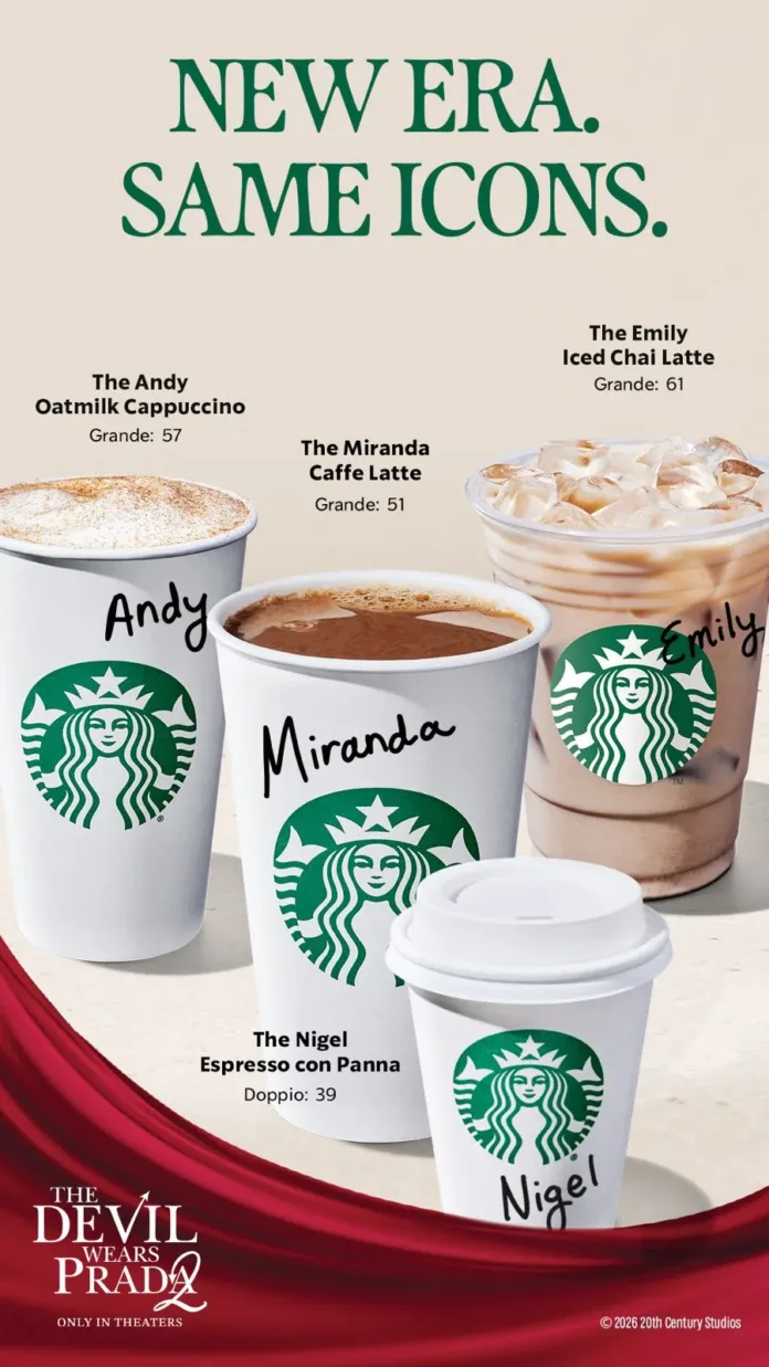 Starbucks Unveils New Beverage Collection Inspired by The Devil Wears Prada 2 Characters As Part of a New Global Campaign