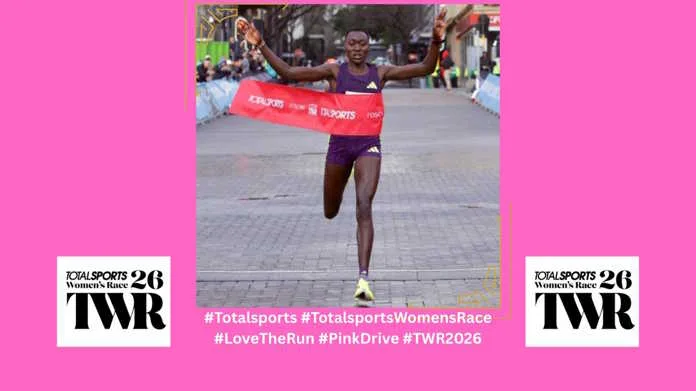 Jerono claims victory on South African debut at Totalsports Women’s Race Cape Town. Image supplied by PR company.