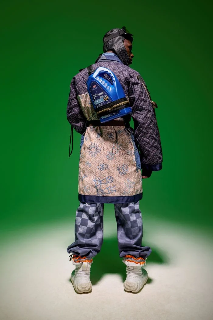 Engen Xtreme Kouture transforms discarded lubricants packing into fashion. Image supplied by PR company.