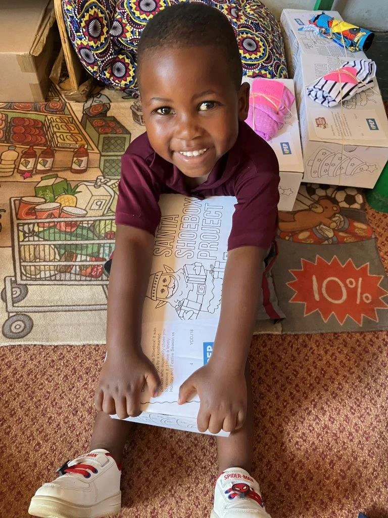 Santa Shoebox Project. Image supplied by Thato Makhabo.